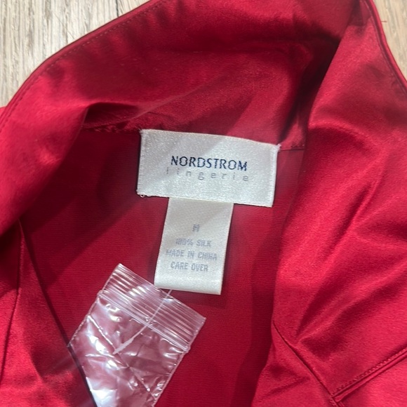 Vibrant Red Silk Pajama Pants and Button Down Shirt - Picture 5 of 10